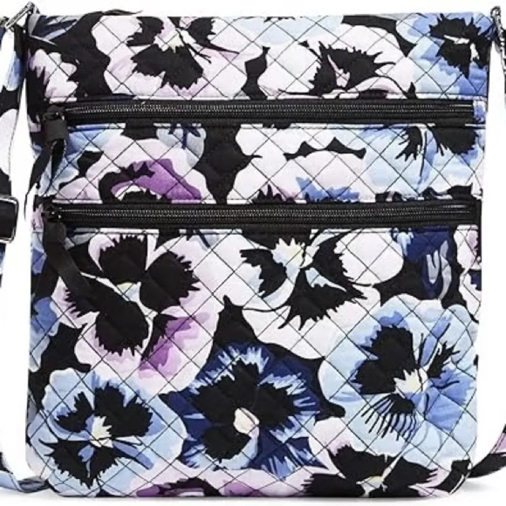 Vera Bradley Triple Zip Hipster Crossbody in Plum Pansies - Picture 4 of 12